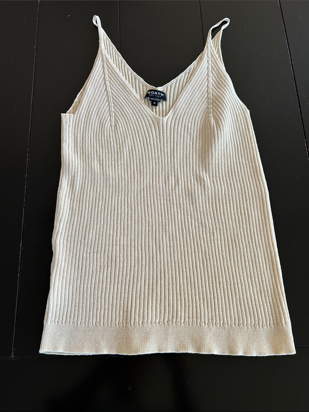 Worth NY Cream Ribbed V-Neck Camisole Size M